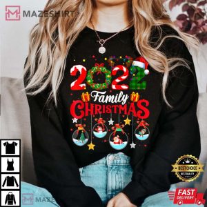 Family Christmas 2022 Merry Xmas Ball Light Garden Reindeer T Shirt 4