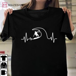 Cool Surfing Surfer Surfboard Beach Heartbeat Unisex T Shirt 3