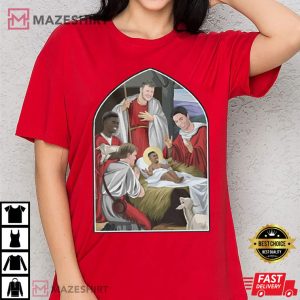 Arsenal Nativity Christmas Jesus and Saka Gunners T Shirt 3