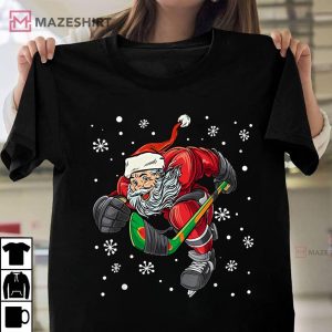 Santa Claus Christmas Ice Hockey Funny T Shirt 1