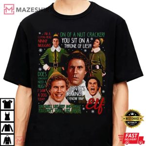 Elf Quotes Buddy Hobbs Vintage Christmas T Shirt 1