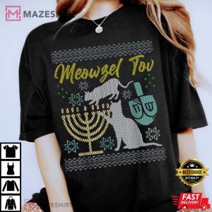Meowzel Tov Ugly Hanukkah T Shirt 1