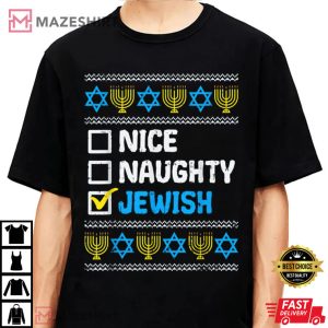 Nice Naughty Jewish Ugly Hanukkah T Shirt 1