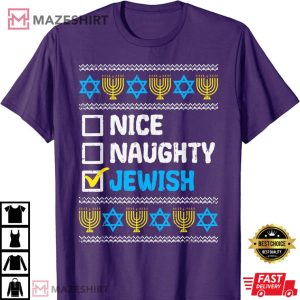 Nice Naughty Jewish Ugly Hanukkah T Shirt 3
