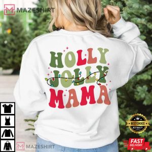 Holly Jolly Mama Christmas Xmas Holiday Retro T Shirt 1