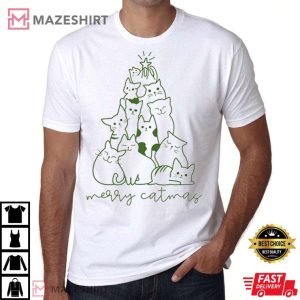 Merry Catmas Tree Christmas Animal Lover Funny T Shirt 4