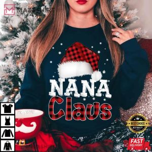 Funny Santa Hat Christmas Costume Family Matching Nana Claus T Shirt 1