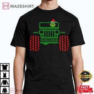 Grinch On Jeep Funny Christmas T Shirt 1