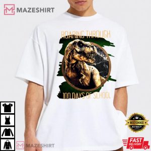 Male Teacher Gifts For 100 Days Of School Roaring Through T Shirt 4