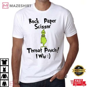 Rock Paper Scissor Throat Punch I Win Funny Grinch Christmas T Shirt 1