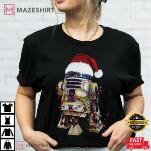 R2D2 Christmas Xmas Lights Gift Present T Shirt 3