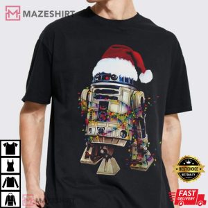 R2D2 Christmas Xmas Lights Gift Present T Shirt 4