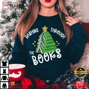 Book Lover Christmas Tree Holiday Reading T Shirt 1