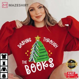 Book Lover Christmas Tree Holiday Reading T Shirt 4
