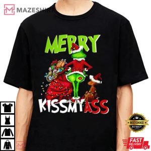 Merry Kiss My Ass Funny Rude Christmas T shirt 3