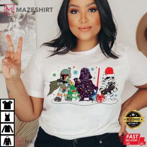 Darth Vader Stormtrooper Boba Fett Christmas T Shirt 4