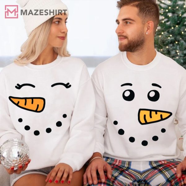 Funny Snowman Matching Christmas Couples Shirt