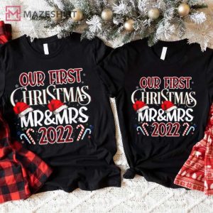Our First Christmas As Mr Mrs 2022 Couples Shirts 1