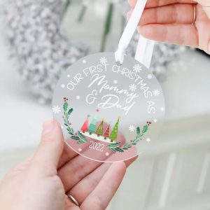 New Parents Baby Ours First Christmas Ornament 4