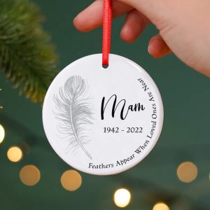 Personalised Christmas Feather Memorial Bauble Ornament
