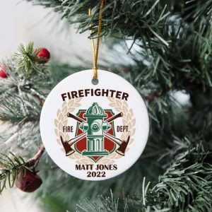 Personalized Firefighter Fireman Christmas Tree Ornament 1