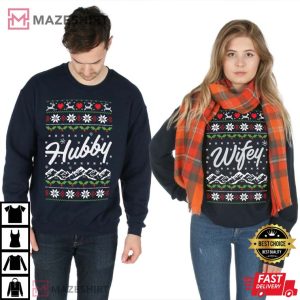 Hubby Wifey Matching Christmas Jumper Couples Shirts 1