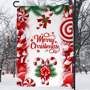 Merry Christmas Candy Cane Gift For Christmas Flag