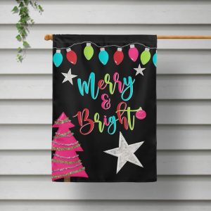 Christmas Merry & Bright Holiday Gift Flag Christmas Merry & Bright Holiday Gift Flag