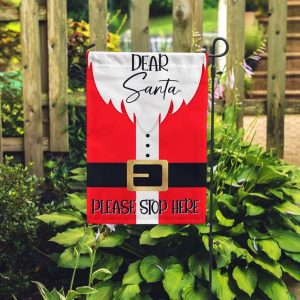 Dear Santa Please Stop Here Christmas Flag Dear Santa Please Stop Here Christmas Flag