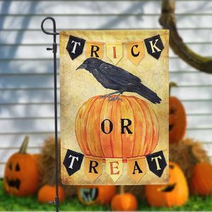 Trick Or Treat Black Crow Halloween Flag 1