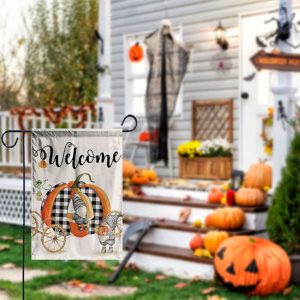 Welcome Autumn Pumpkin Gnomes Thanksgiving Flag 3