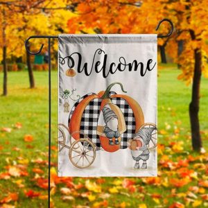 Welcome Autumn Pumpkin Gnomes Thanksgiving Flag 4