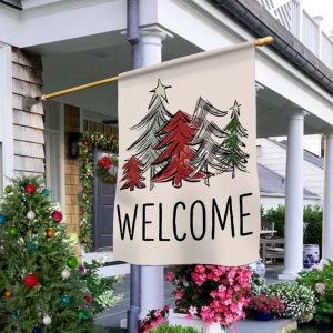 Welcome Christmas Xmas Trees Flag 2