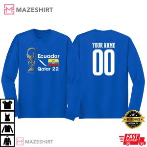 Ecuador National Team Trophy 2022 Customized Name Long Sleeve Shirt