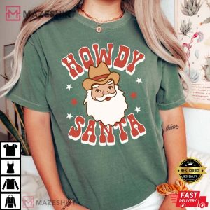 Retro Christmas Howdy Santa Comfort Colors T Shirt 4