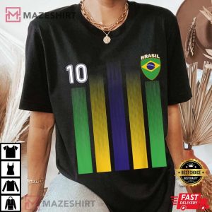 Brazil 10 Soccer Jersey Brazil Football Fan Soccer T-Shirt