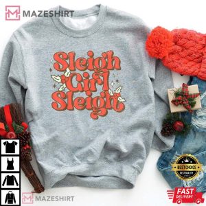 Sleigh Girl Sleigh Christmas Funny Cute Retro T Shirt 1