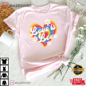 Love Is Love Rainbow LGBT Softstyle Vintage 70s T Shirt 2