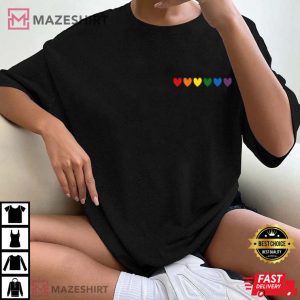 Rainbow Heart Pocket Size LGBT Pride T Shirt 3