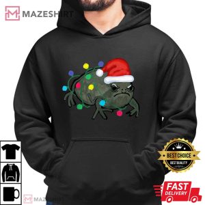 Black Desert Rain Frog Santa Hat Christmas Tree Lights Raglan Baseball T Shirt 1