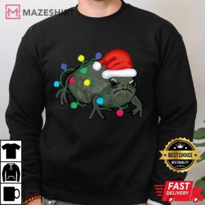 Black Desert Rain Frog Santa Hat Christmas Tree Lights Raglan Baseball T Shirt 3