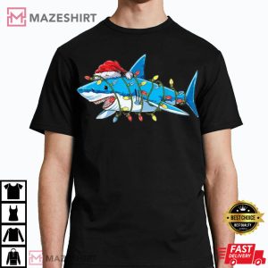 Christmas Hat Shark T Shirt 3