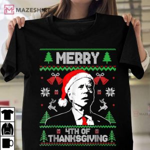 Funny Joe Biden Merry Thanksgiving Ugly Christmas T Shirt 1