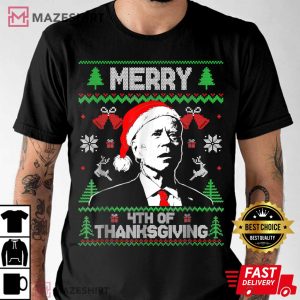 Funny Joe Biden Merry Thanksgiving Ugly Christmas T Shirt 2