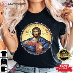 Jesus Christ Pantocrator Orthodox Byzantine Icon T Shirt 3