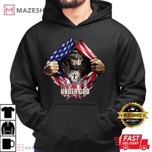 One Nation Under God Jesus Art US Flag Christian T Shirt 1