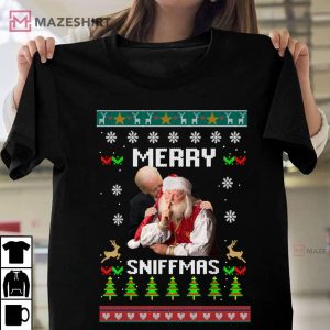 Funny Joe Biden Santa Merry Sniffmas Meme Ugly Christmas T Shirt 1