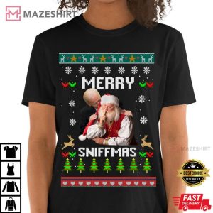 Funny Joe Biden Santa Merry Sniffmas Meme Ugly Christmas T Shirt 3