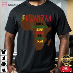 Happy Kwanzaa Africa Map 7 Principles Celebration Gift T Shirt 3