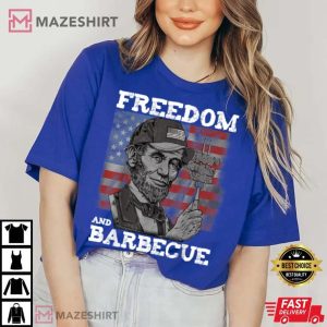 Freedom and Barbecue Abraham Lincoln 4th Of July BBQ Men T Shirt 2